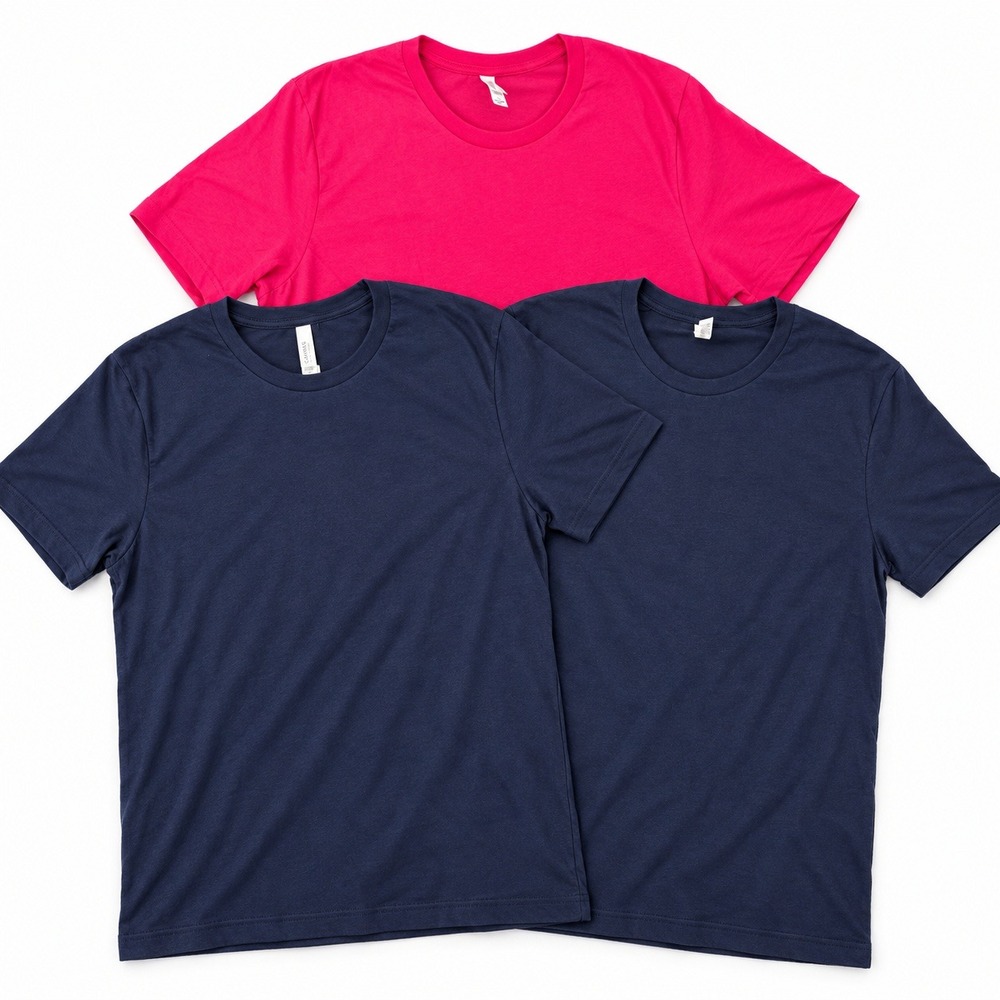 Bella + Canvas Mens NWOT XL T-Shirt Bundle 3 Pack Navy Pink Basics Minimalist